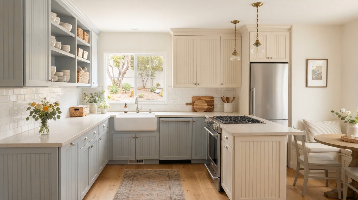 Cottage Cape Cod for San Diego County kitchen design.