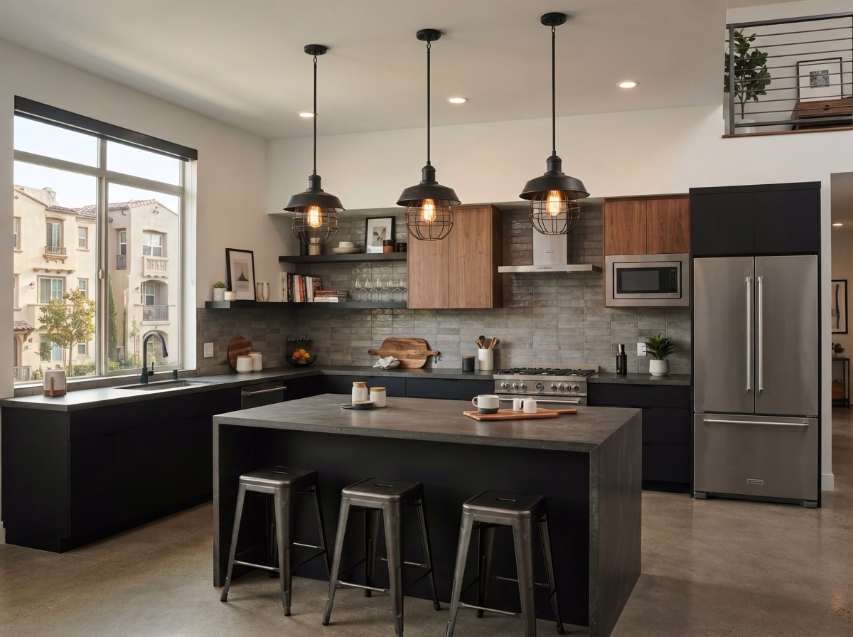 Industrial Mixed Metal Lighting Style in San Diego County.