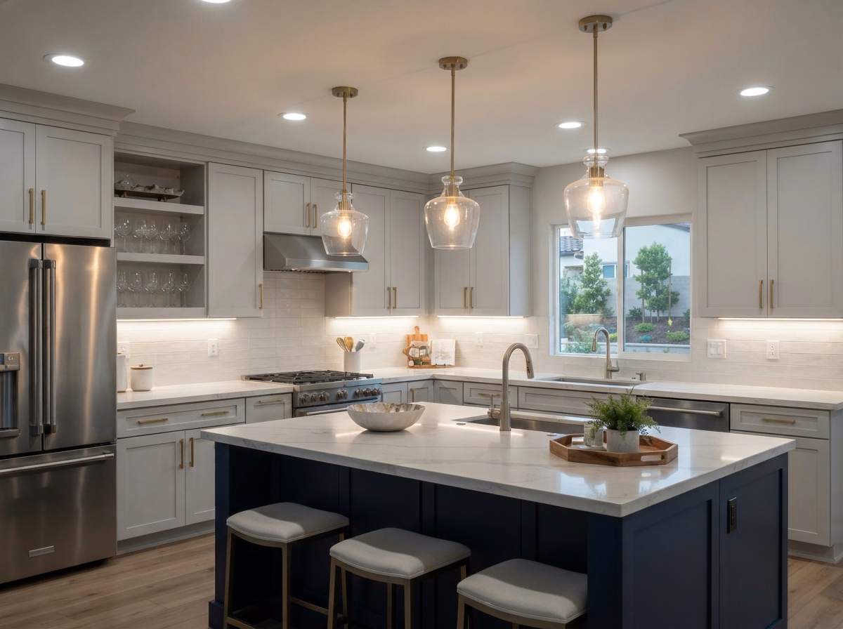 Transitional Layered Lighting Style in San Diego County.