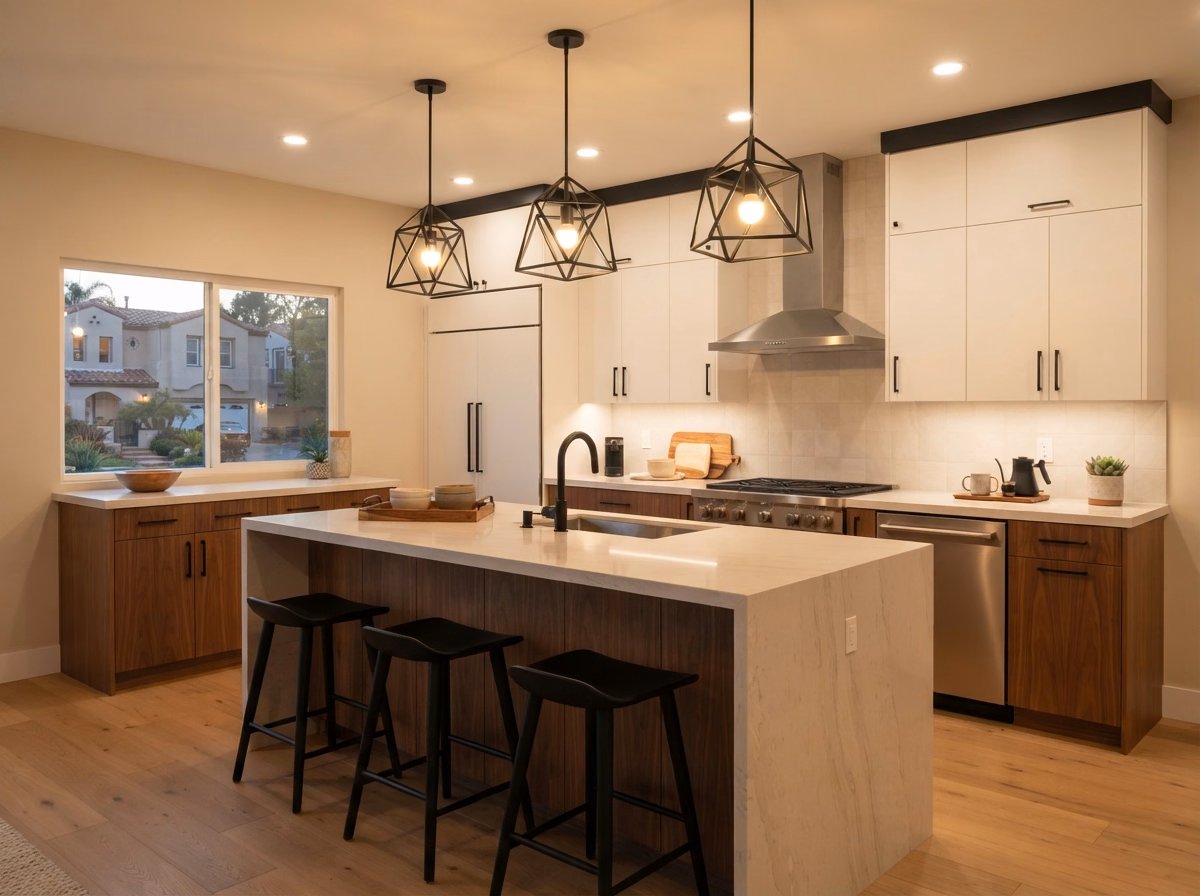 Warm Modern Lighting Style in San Diego County.