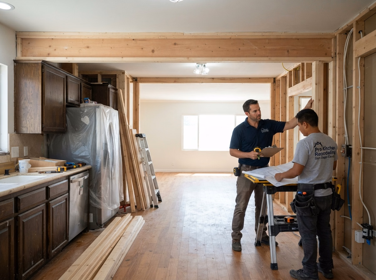 Wall Removal Structural Work for San Diego County kitchen services.